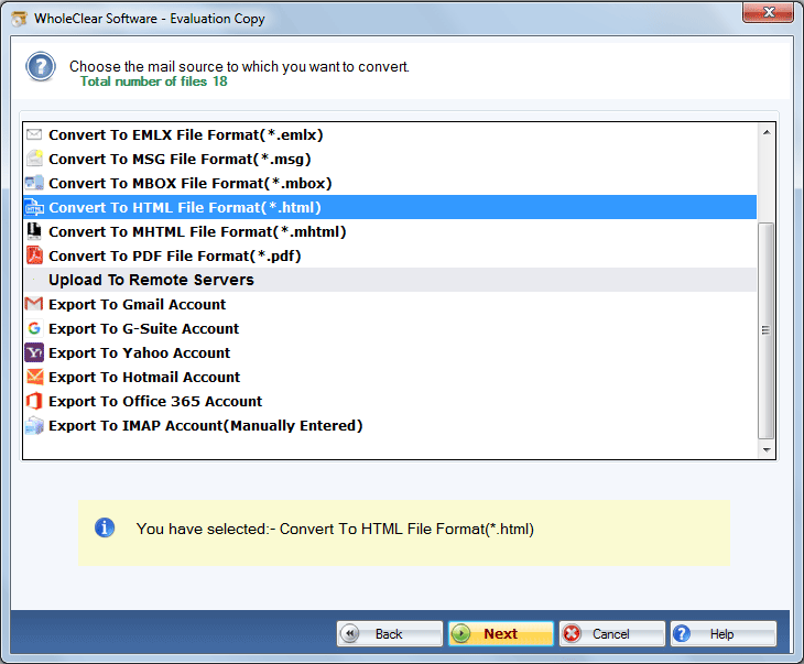 choose HTML format